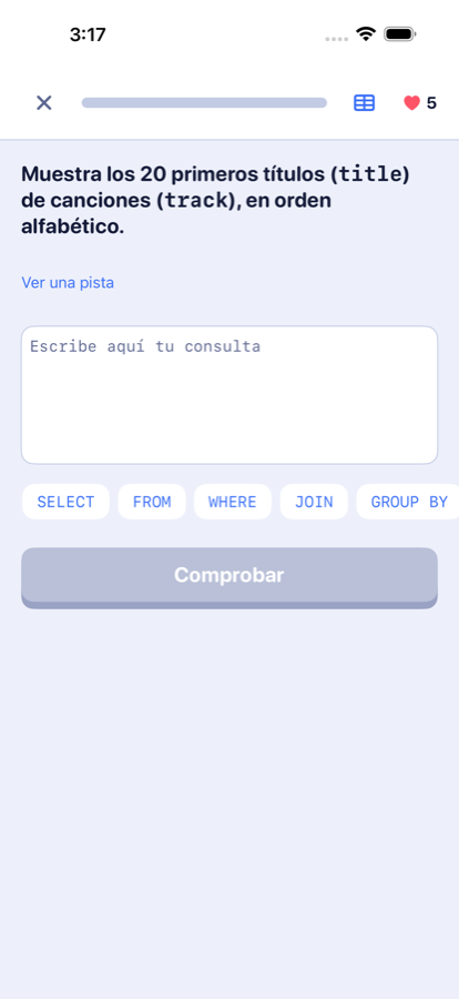 Un ejercicio de consulta libre con el editor de SQL