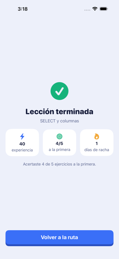 El resumen al terminar una lección